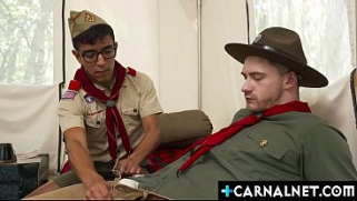 [Scout, Milo Miles, Into Action] The Two Boys Cole Blue And Milo Miles Strip Off Their Scout Uniforms Except For Their Bright Red Neckerchief And Socks And